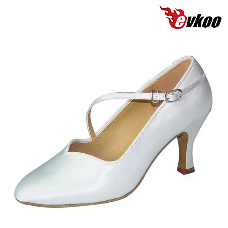 

Evkoodance Black And White Color Woman Ballroom Comfortable Latin Dance Shoes Satin Material 7cm Heel Evkoo-025 customized shoes