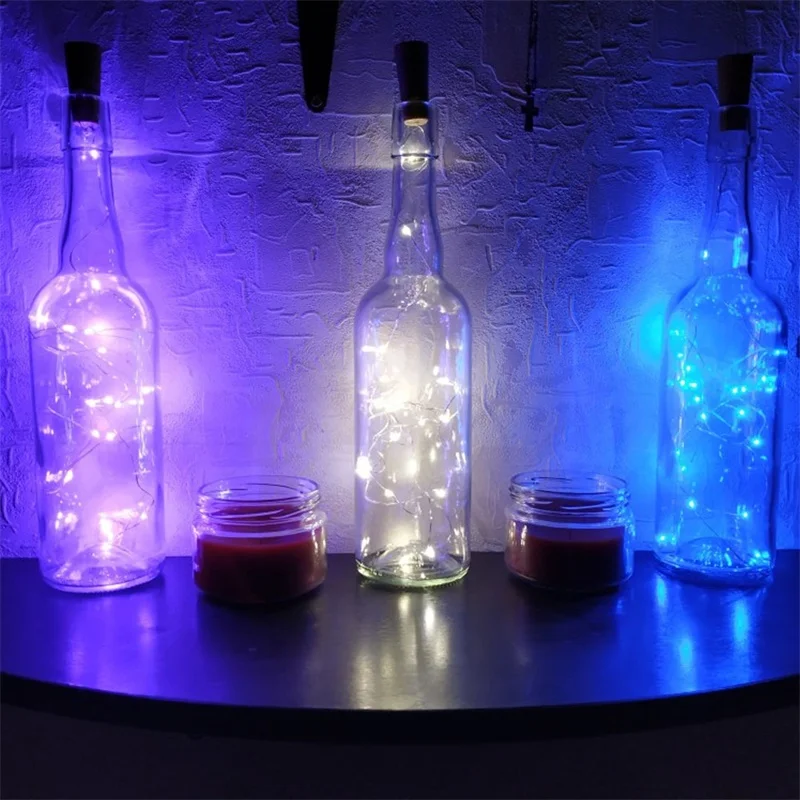 3.28FT 1M 10 LED Cork Shaped Copper Wire String Light Wine Bottle LR44 Battery Wine Bottle for Glass Craft Xmas Party Decoration