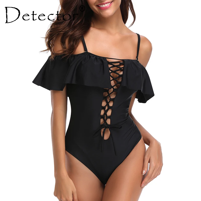 

Detector Sexy Women Swimsuit Monokini with Ruffles Swimming Suit for Women Push up Bathing Suit Swimwear Women High Cut Bodysuit