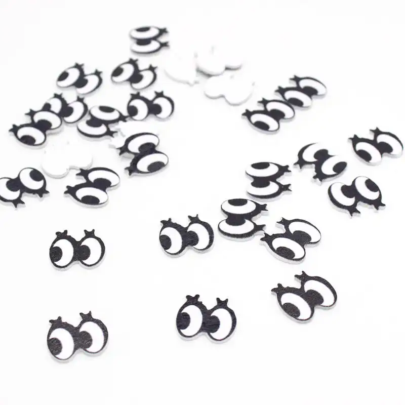 50pcs/pack Wood chip eyes Decorative Buttons Wooden Buttons Scrapbooking diy craft Accessories