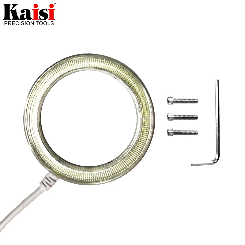 Kaisi-Anillo de luz LED ajustable ultrafino, lámpara iluminadora para microscopio de ZOOM estéreo, enchufe USB, 60 LED