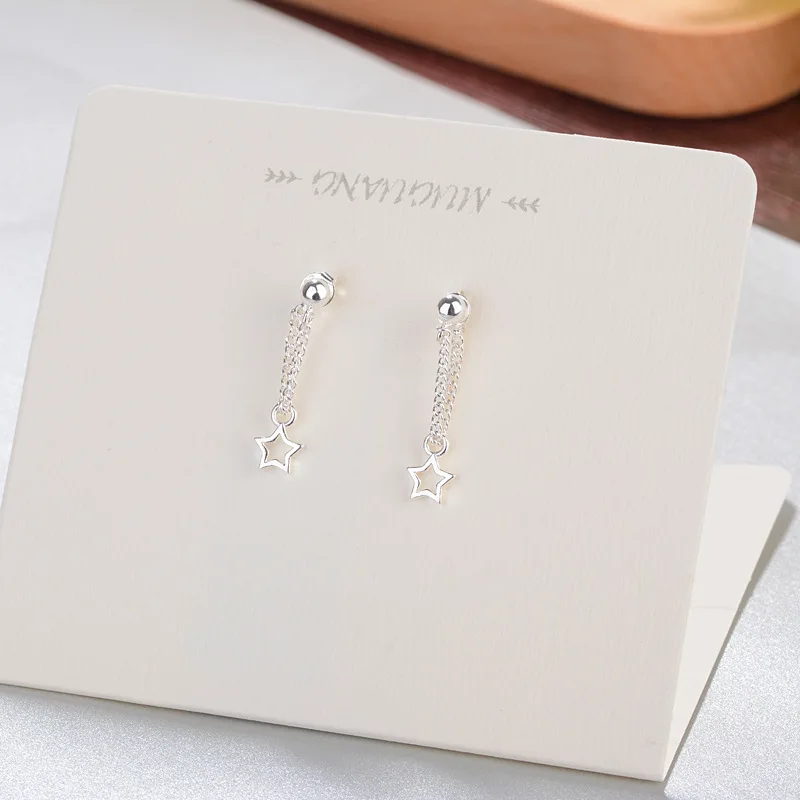 Korean Women Fashion Earring Chain Eardrop Star Pendant Ear Jewelry Simple Stainless Steel Personality Earring