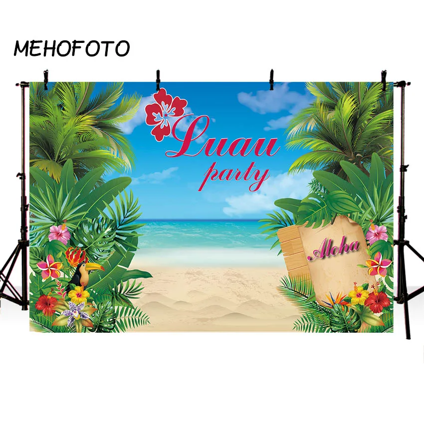 Summer Backdrop Luau Party Hawaii Aloha Birthday Party Banner Photo Booth Background Beach Photography Backdrops