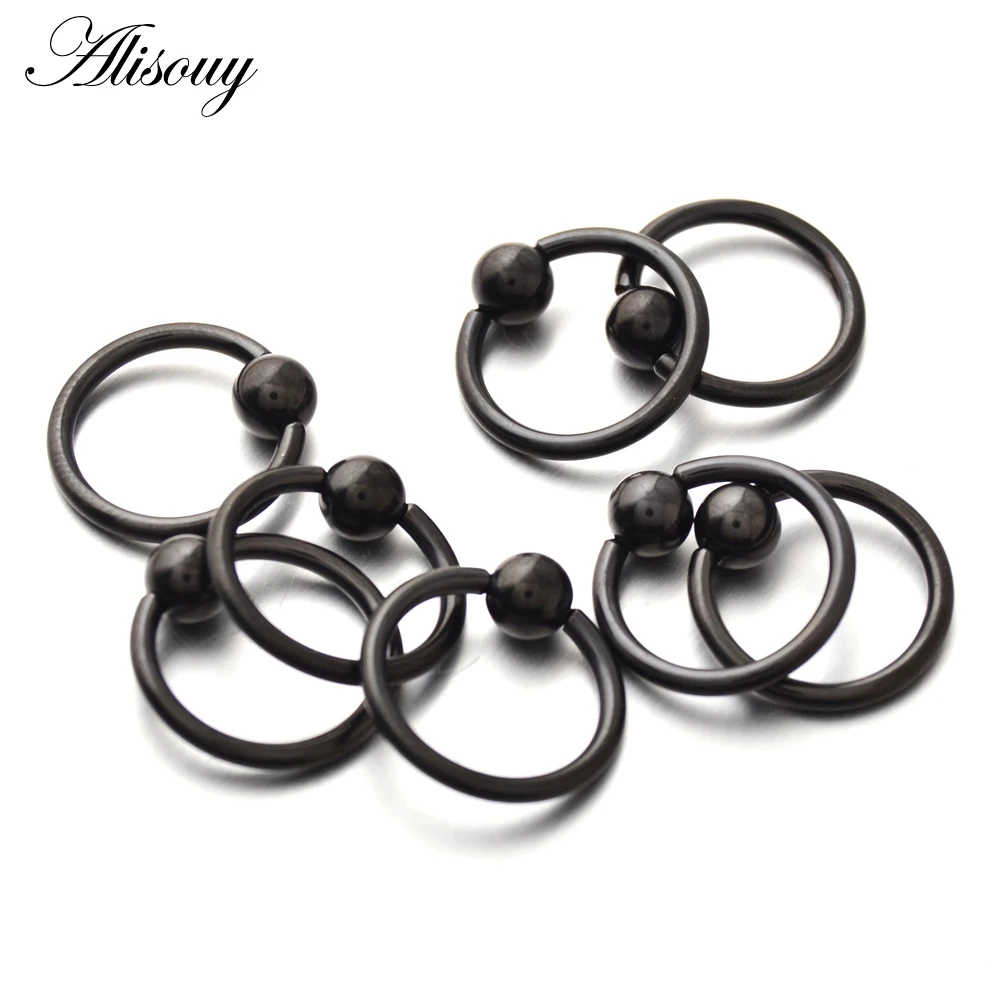 Alisouy 1PC 16G Stainless Steel Captive Bead Rings BCR Piercings Lips Nose Rings Ear Tragus Nipple Rings Navel ring Body Jewelry