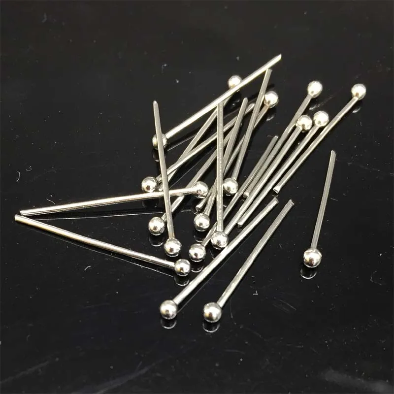 100pcs 20mm/25mm/30mm/40 millimetri in acciaio inox sil Palla End Testa Spilli giudizio Tono Argento 21 Gauge Ipoallergenico