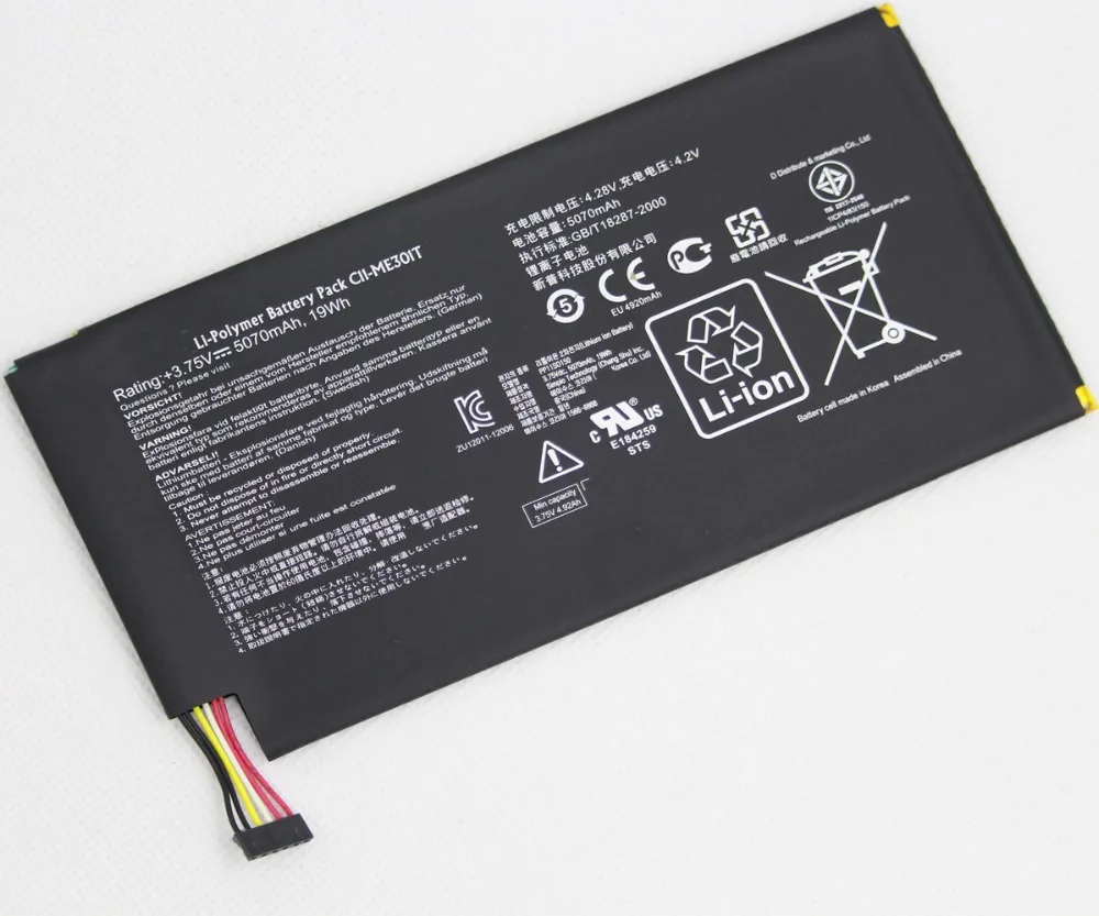 10pcs/lot C11-ME301T 5070mAh 3.75V Tablet Battery for ASUS Memo Pad Smart K001 10.1