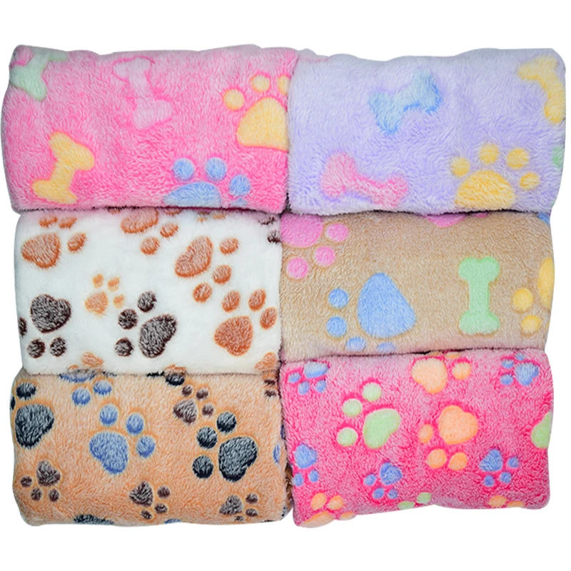 Pet Dog Bed Blanket Soft Fleece Cat Cushion Blanket Winter Warm Paw Print Pet Cats Cover Blanket For Small Medium Large Dogs Mat