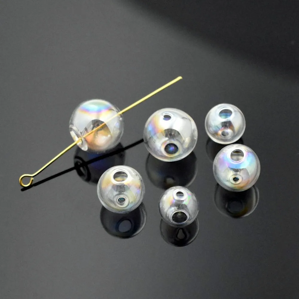 10pieces Double Hole Colorful 10mm 12mm 14mm Glass Ball Glass Globe Pendant Jewelry Findings DIY Handmade Beads Materials
