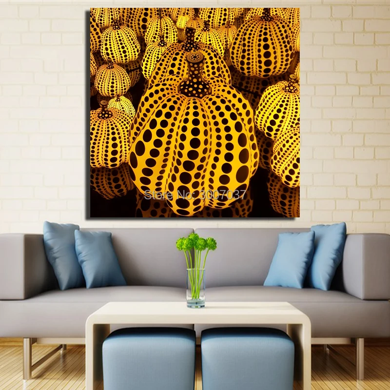 Yayoi Kusama Pumpkin Canvas Art Modern Handmade Oil Paintings Gifts Wall Art Quotes Bedroom Decor Cuadros Decoracion Frameless