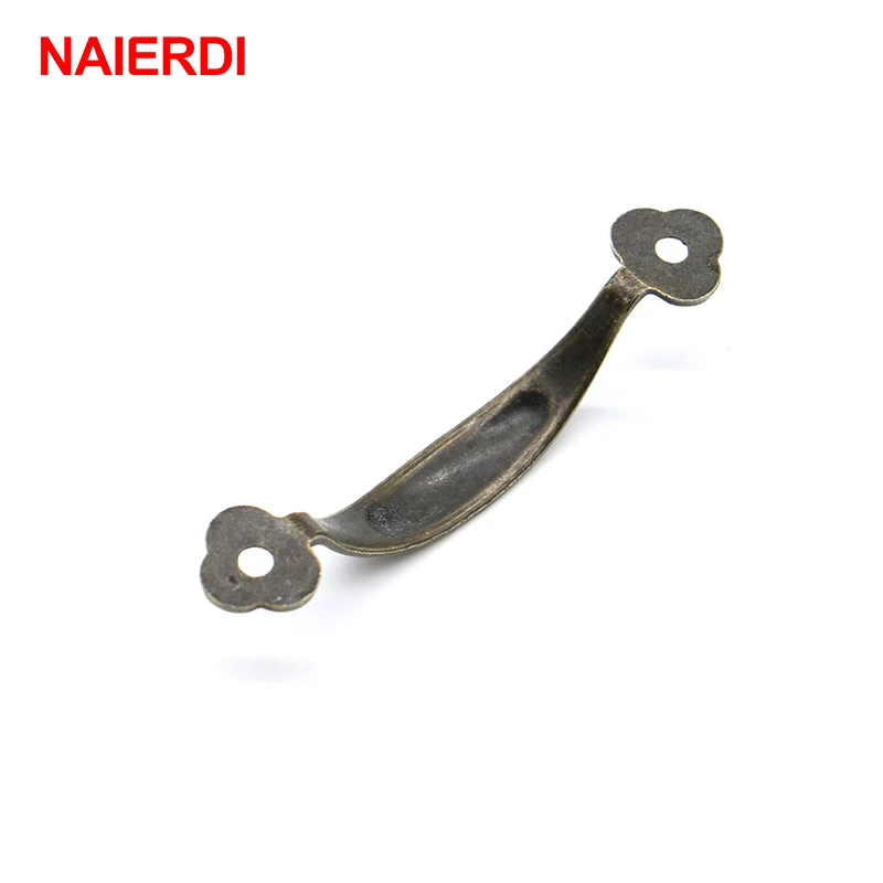 NAIERDI 5PCS Antieke Bronzen Kabinet Pulls Drawer Deurknoppen Sieraden Doos Handgrepen Kast Houten Vintage Handvatten Hardware