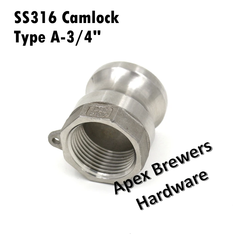 

Camlock QD - 3/4 Type A, Stainless Steel 316, Homebrew Fitting, 3/4" Female NPT, Brewers Hardware