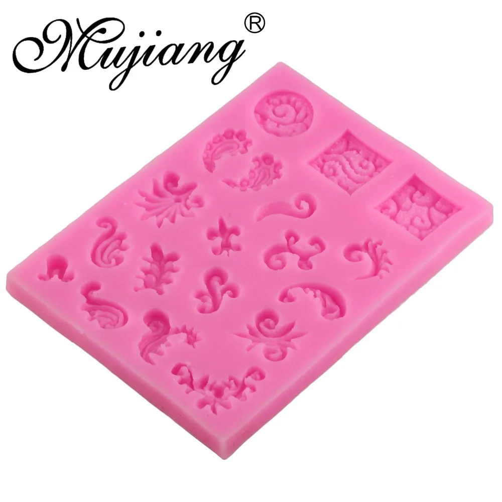 Mujiang Baroque Scrolls Silicone Fondant Molds Cake Decorating Tools Flower Vine Cupcake Candy Chocolate Sugar Craft Moulds