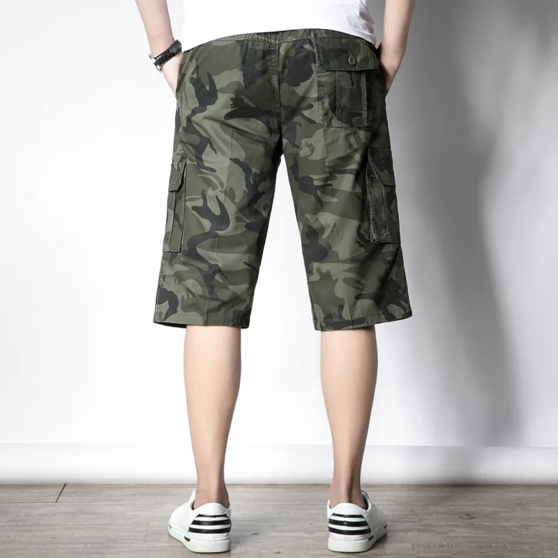 Shorts masculinos de camuflagem de carga, shorts casuais masculinos, shorts soltos de trabalho, calças curtas militares, plus size, L-6XL, Novo, 2022