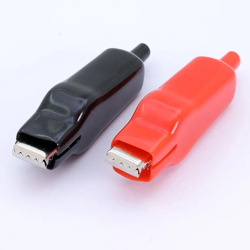 2pcs Sheathed Alligator Clips Electrical DIY Test Leads Alligator Double-Ended Crocodile Clips Roach Electrical Jumper Wire