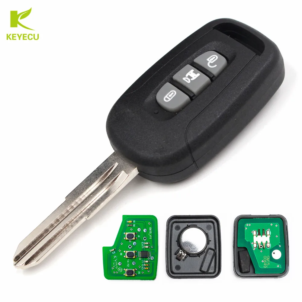 KEYECU nowy, nieobcięty pilot zdalnego sterowania bezkluczykowego 3 przyciski 433 MHz ID46 Chip dla Chevrolet Captiva 2008-2013 FCC: OKA-151T