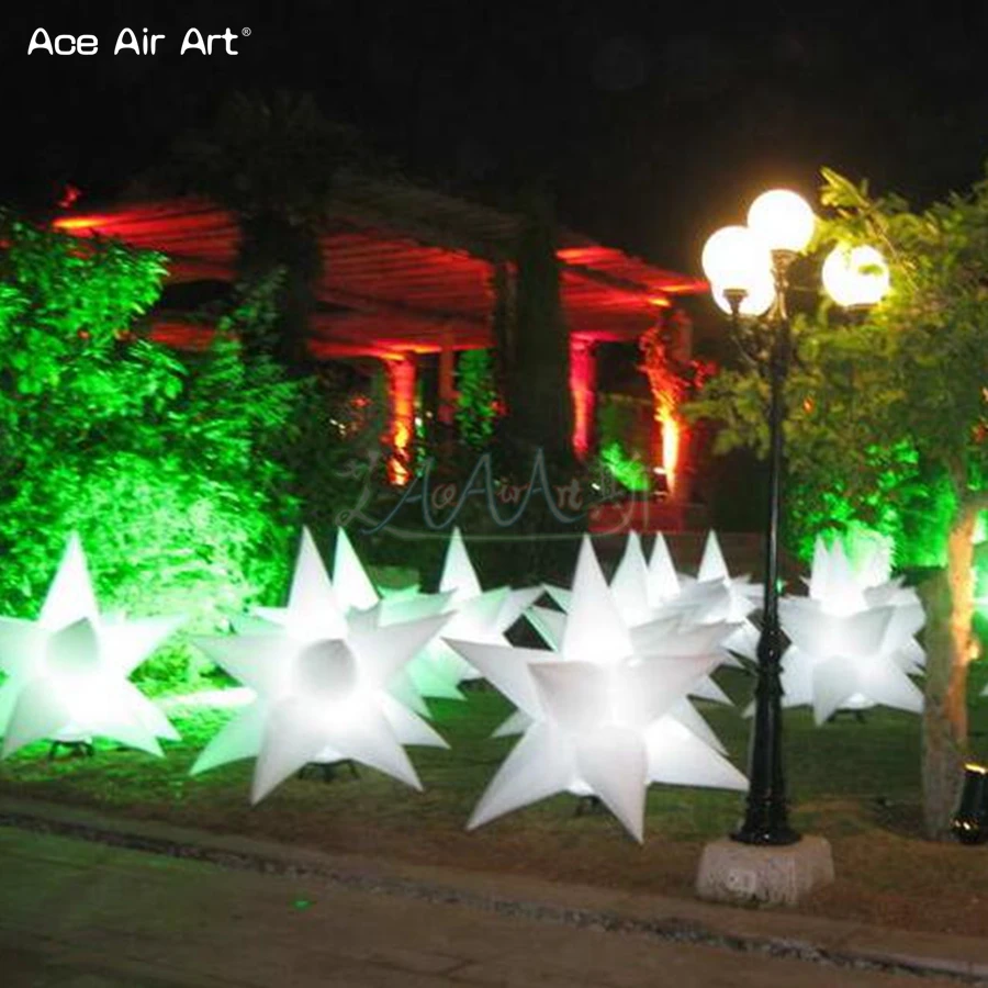 Customized 1.5m H LED Inflatable Star Spikes Star Balloon MulItangular Stage and Night Club LED Decoration for Sale