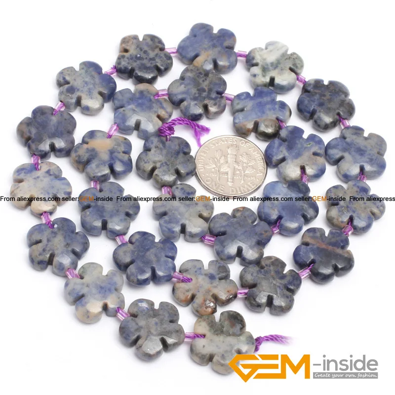 15mm Natural Stone Flower Beads For Jewelry Making Strand 15\