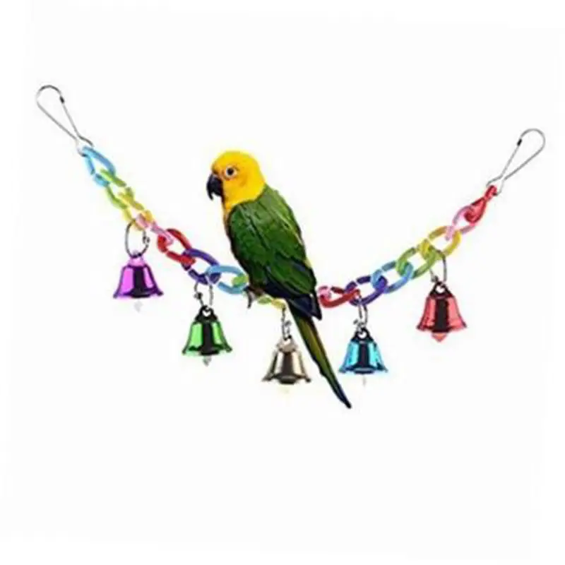 JX-LCLYL 11inch Pet Bird Parrot Parakeet Budgie Cockatiel Hanging Bells Hammock Swing Chew Toy