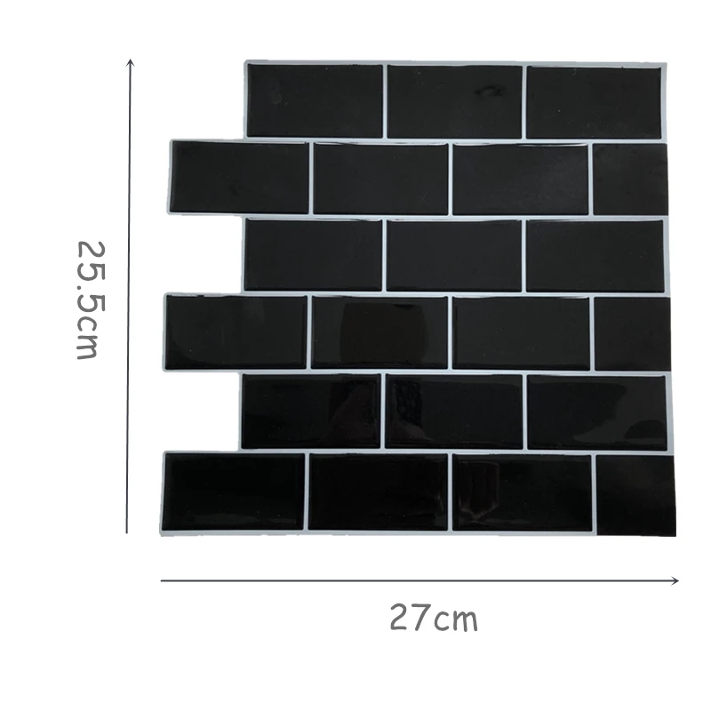 Black Subway Tile Self Adhesive Peel and Stick Backsplash Brick Wall Sticker Vinyl Bathroom Kitchen Home Decor DIY image 3
