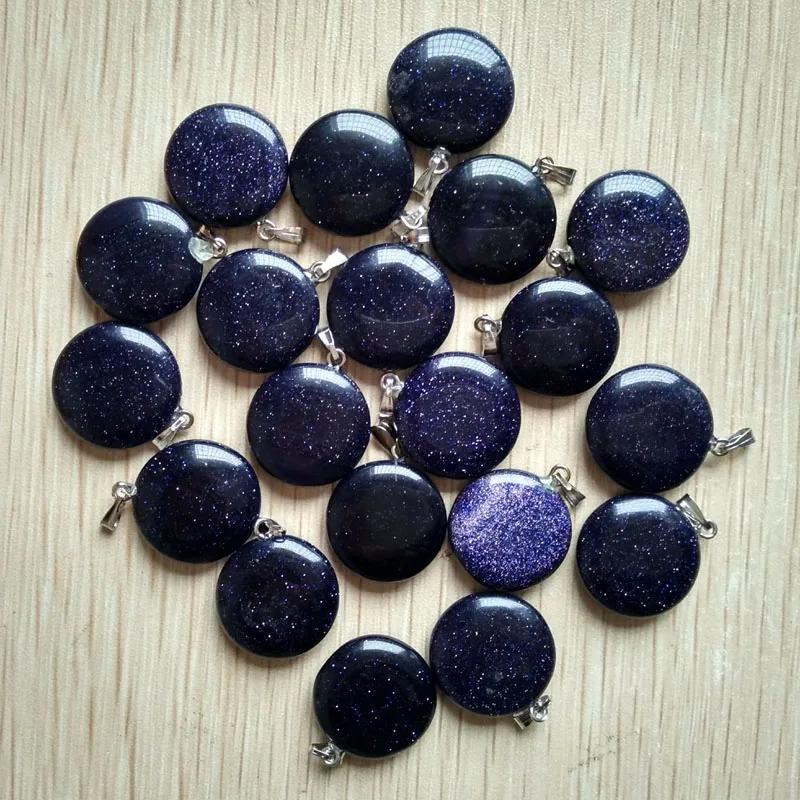 

Good quality blue sand stone Fashion round shape charms pendants for jewelry accessory 50pcs/lot Wholesale free shipping
