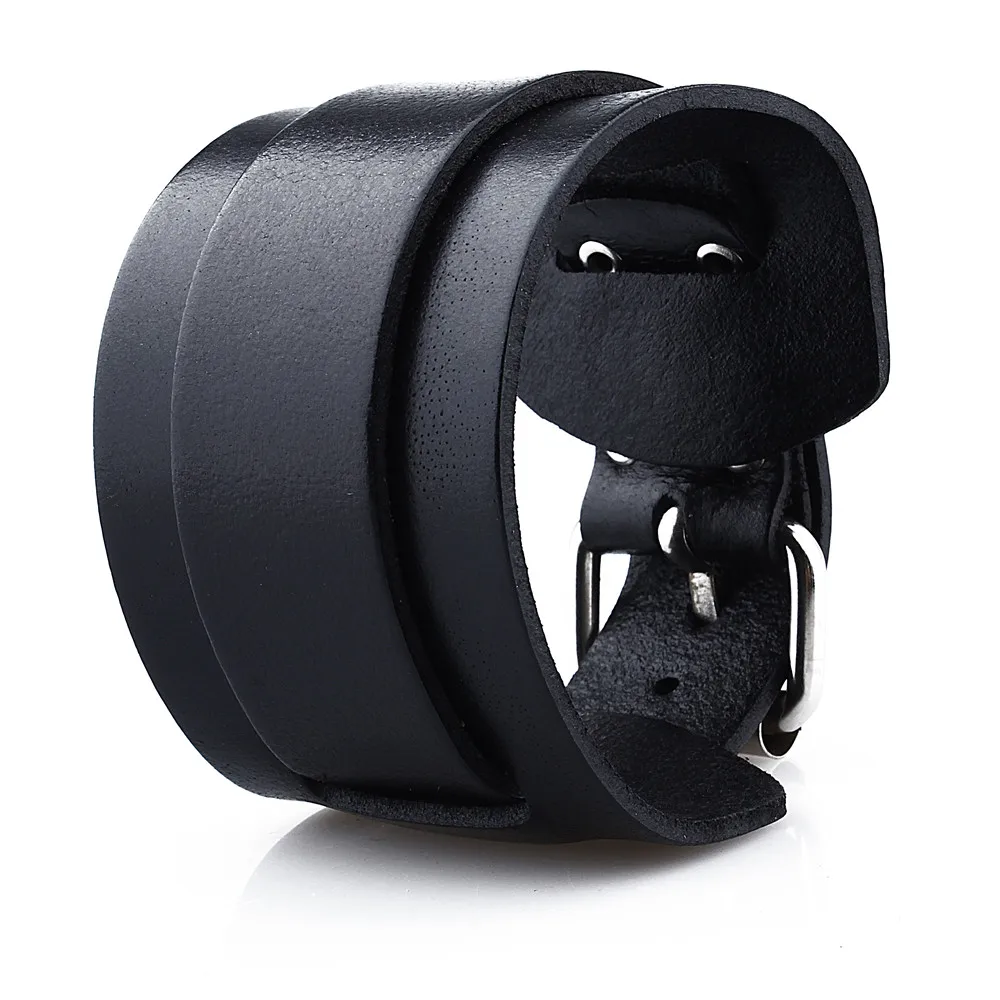 HAWSON Boys Punk Leather Bracelet Fashion Black&Coffee Adjustable Buckle Bracelets 26.5 CM