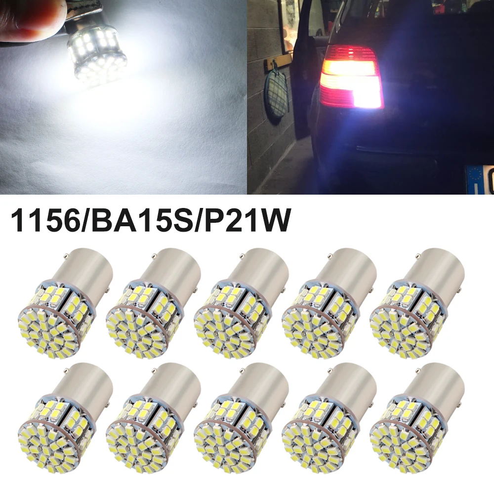 10 шт. 1156 BA15S PY21W светодиодный лампы 1206 3020 50 SMD светодиодный белые фонари заднего хода для автомобиля сигнал поворота Стоп светильник 12 В