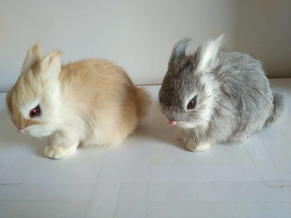 Моделирование прекрасной модель кролика из пластика и меха кролик серый или желтый кролик 14x6x10 см реквизит для рукоделия украшение дома подарок p0090