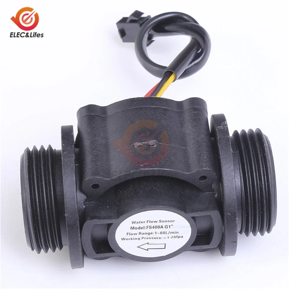 DN25 Water Level Sensor Switch Liquid Flow Meter Counter Vertical/Horizontal Hall Flow sensor FS400A G1\'\' DC 5-24V 1-60L / min