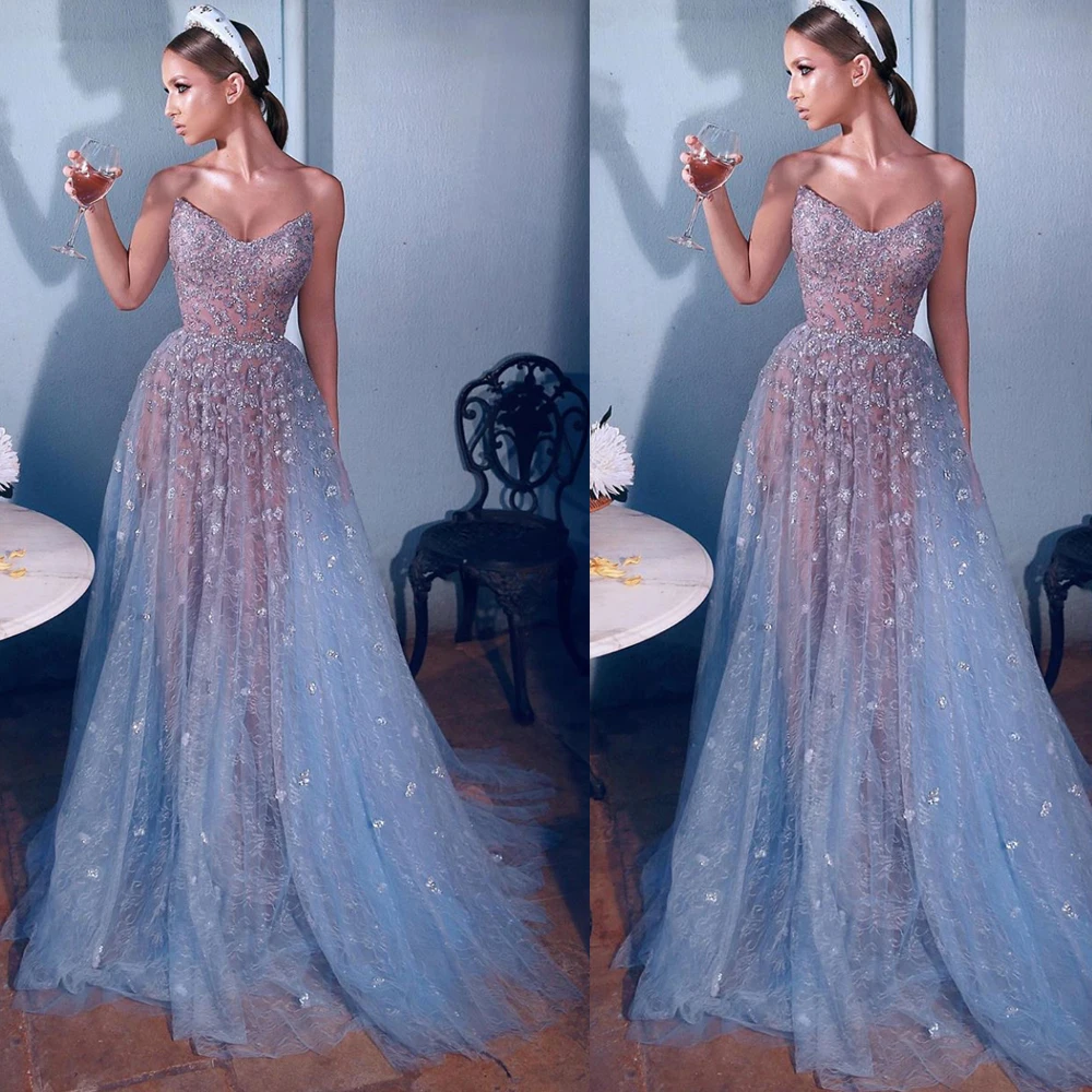 sliver prom dresses sweetheart neckline crystal beading sequins a line lace evening dresses beaded formal dresses