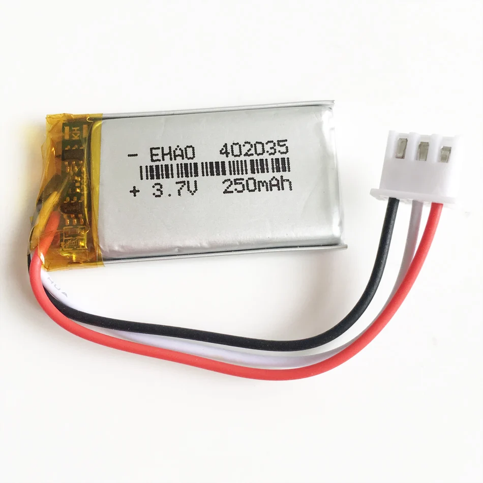 3.7V 250mAh litowo-polimerowa LiPo akumulator 402035 JST XHR 2.54mm 3pin złącze do GPS Mp3 GPS Bluetooth inteligentny zegarek