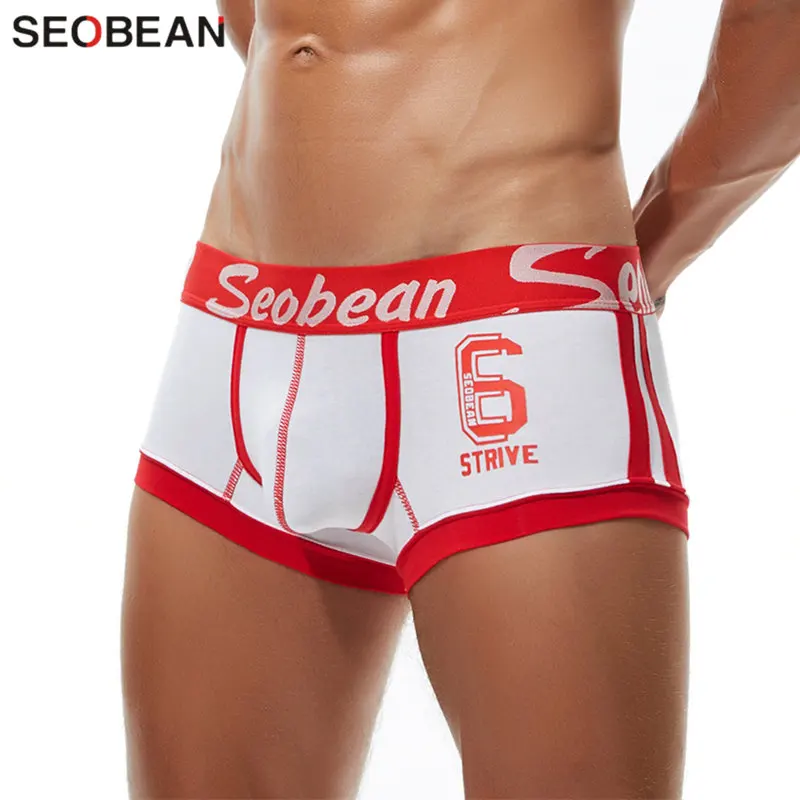 SEOBEAN Male Panties Cotton Underwear Boxer Briefs Breathable Men\'s Boxer Printing Underpants Sexy Low waist Boxer Shorts