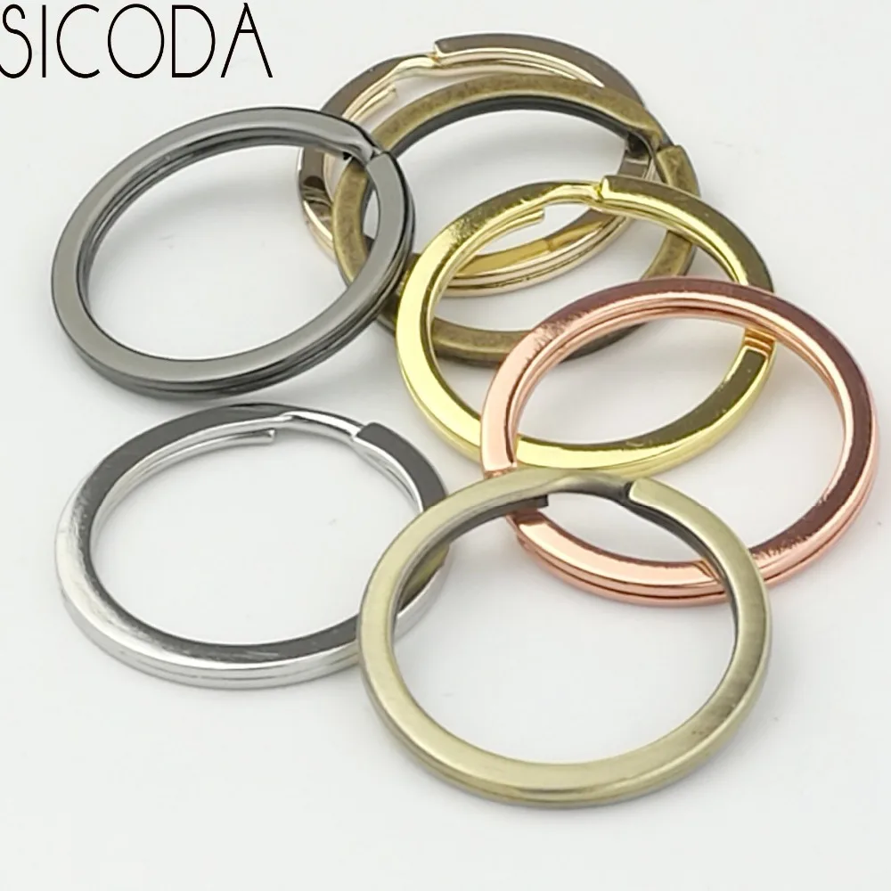 SICODA 10PCS High quality hanging plated key ring hardware key ring metal key chain Flat ring 30MM