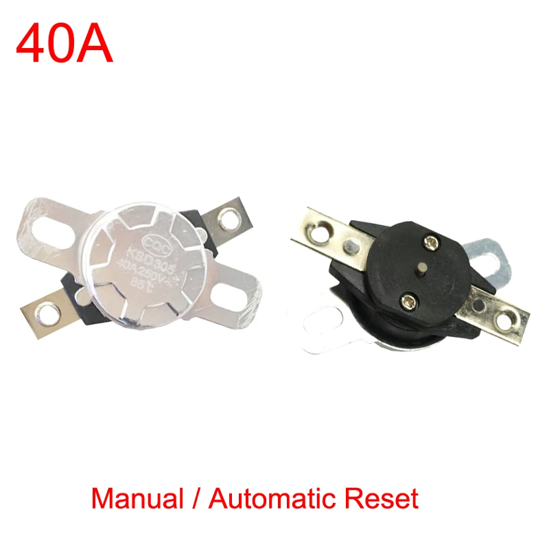 1Pc 40 45 50 75 95 100 Degree KSD305S 40A 4 Feet Pin 4P Automatic Reset Normal Closed NC Thermostat Temperature Control Switch