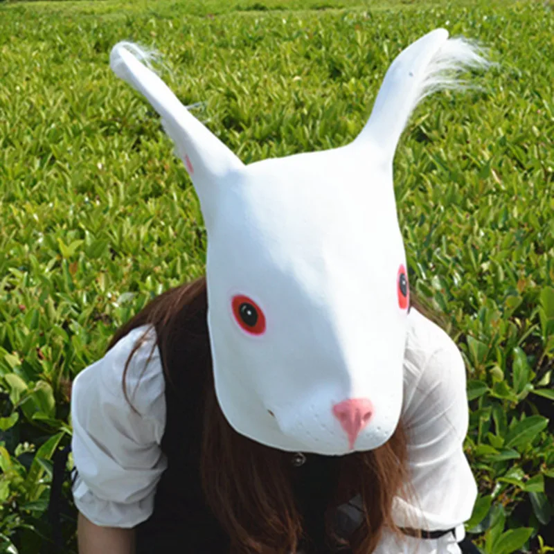 Free Shipping Eco-friendly Latex Animal Head White Pink Black Rabbit Mask Funny Photograph Props Masquerade Cosplay Masks