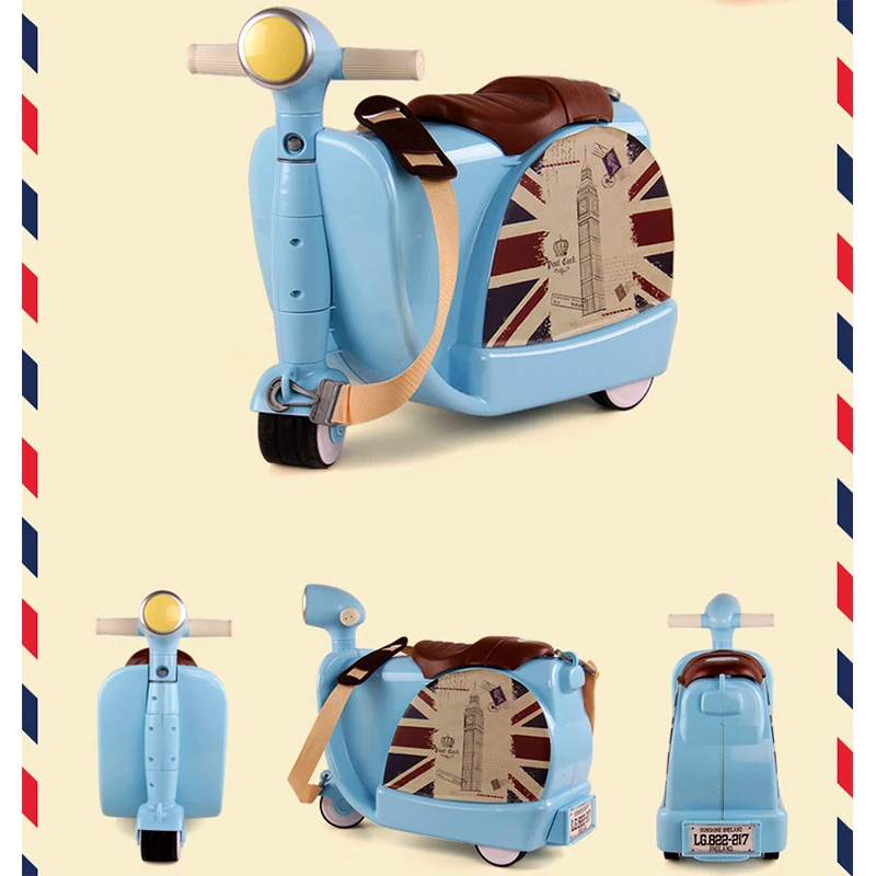 Motorfiets Kids Scooter Koffer Reizen Baby Multifunctionele Kinderbagage Jongens Meisjes Boarding Box Trolley Case Kan Rijden En Zitten