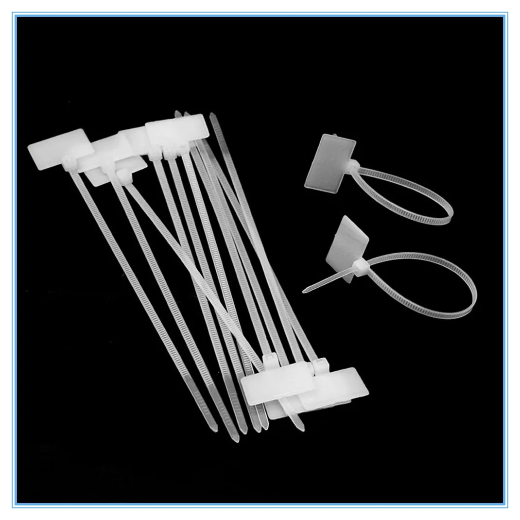 50 Pz Nylon Tie Tag Autobloccante Cavo di Rete Zip Trim Wrap Loop Cinghie Filo Label