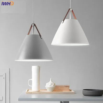 

IWHD Iron Modern Pendant Lights Led Lamparas de techo colgante moderna Dining Living Room White Hanglamp Home Lighting Fixture