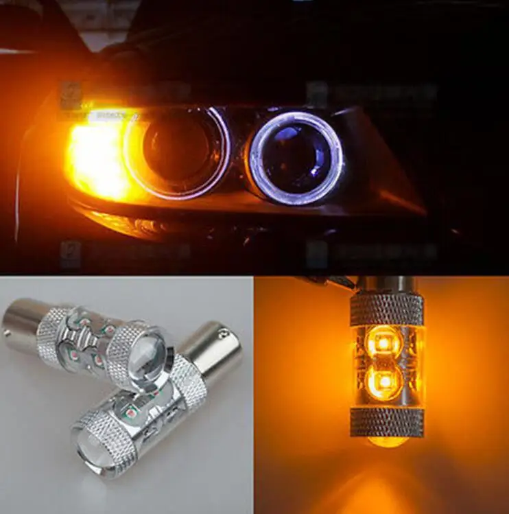 2Pcs Amber 50W 7507 PY21W BAU15s CREE Chips LED Light DRL For BMW 1 3 Series No Error