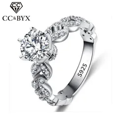 Wedding Engagement Rings For Women 1.5 Carat Zirconia White Gold Color Fashion Jewelry Female Ring Bijoux Bague Wholesale CC097