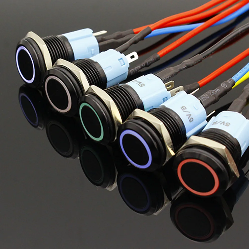 3V 5V 12V 24V 48V 220V LED Locking 16mm Waterproof Oxidation Black Metal Push Button Switch maintained Latching push button - Image 6