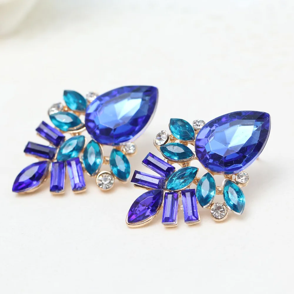 NEW Women Fashion Jewelry Style Blue/Black/Pink Earrings Handmade Rhinestone sweet stud crystal Dangle earrings for women girl