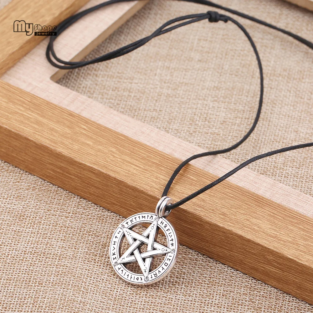 My Shape Pentacle Hebrew Charm Pentagram Pendant Statement Necklace Men Star Amulet Chain Talisman Cord Supernatural Necklaces