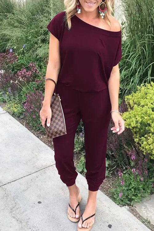 Mới Nữ Jumpsuit Lệch Vai Chắc Chắn Tay Ngắn Áo Liền Quần Nữ Dạo Phố Phối Ren Jumpsuit Một Miếng De Fiesta Mujer
