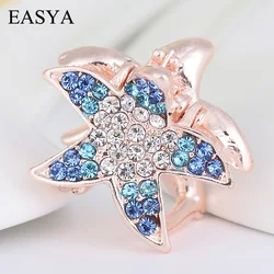 EASYA 2022 New Hair Accessories Fashion Sparkling Rhinestone Crystal Starfish Hair Crab Claw Women Girls Hairwear Ornaments