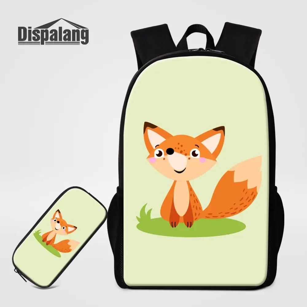 2 PCS Bag Set Cartoon Fox Lion Bear Unicorn School Backpack With Pencil Case Children 16 Inch Schoolbags Girl Boy Daily Bagpack