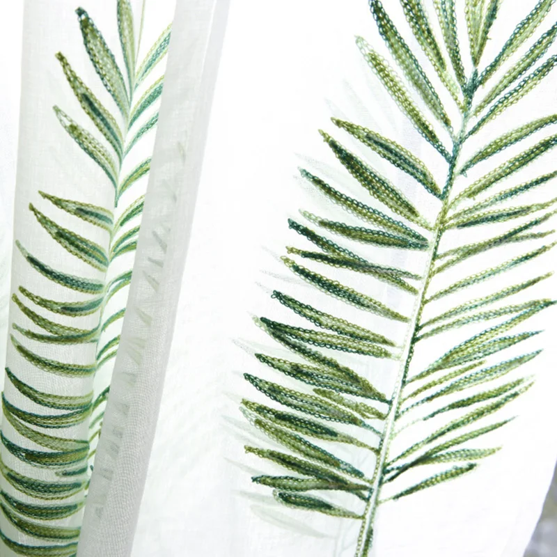 

Занавески с вышитыми листьями в пасторальном стиле, тканевые шторы для гостиной, спальни, кухни, римские жалюзи