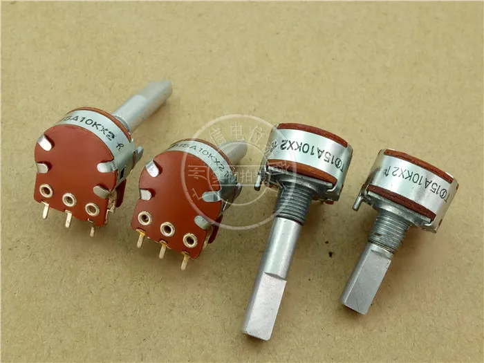 2pcs for NOBLE 16-type double potentiometer A10KX2 / handle length  20MMF  A10K / V16L4E{7*6.5}G3-1{PH2D}N30F-15A10K*2/T