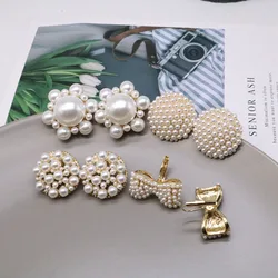 Elegant Pearls Geometric Alloy Clip Earrings Statement Big Fashion Jewelry