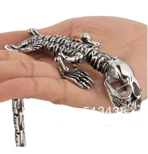 

Gothic Men's Gifts stainless steel dinosaur skeleton biker bracelet Bangle