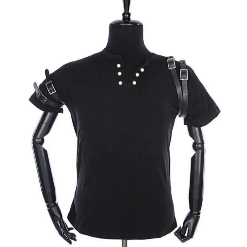 

Punk Rock Streetwear Motorcycle Michael Costume Classic Black T-shirt and Belt